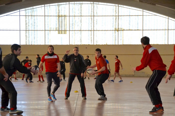 Rugby LSC - Les gammes sous l'oeil de Jean-Marc Rivière