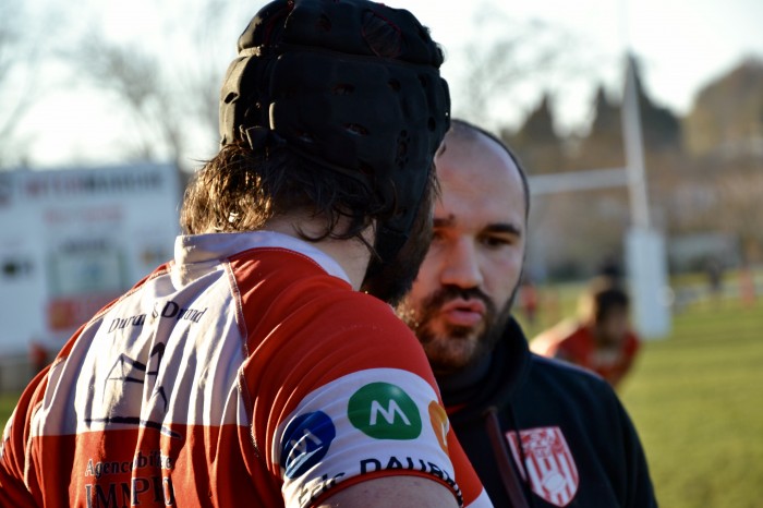 Rugby LSC - Dernières consignes de Christophe à Tom avant son entrée en jeu
