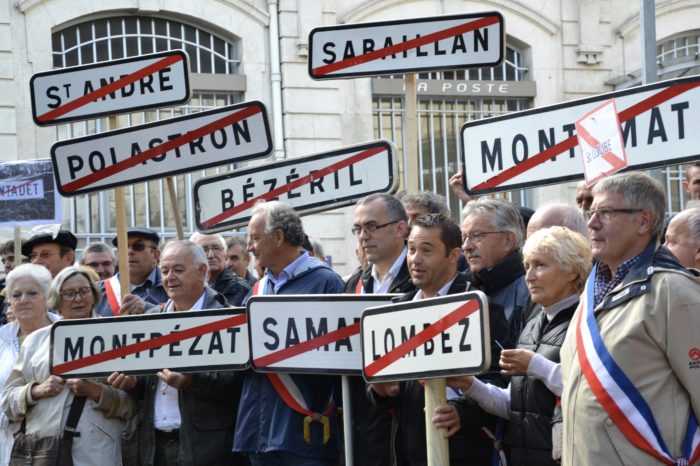 Manifestation contre la fermeture de la perception de Lombez, le 11 septembre à Auch