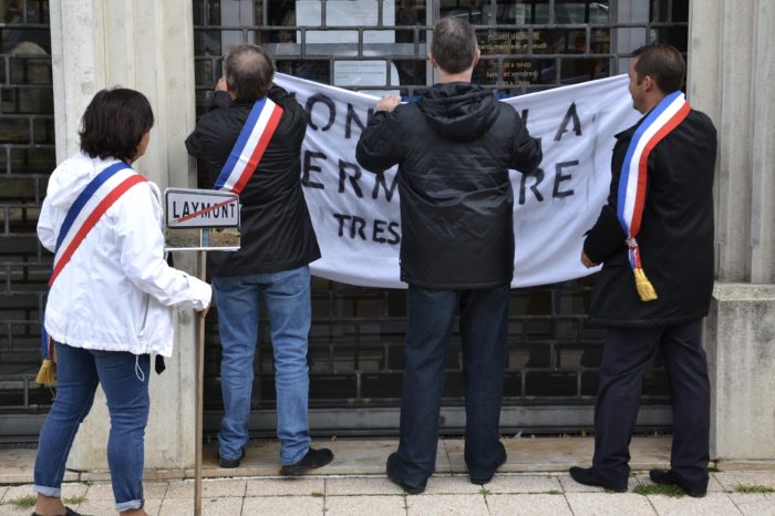 Manifestation contre la fermeture de la perception de Lombez, le 11 septembre à Auch