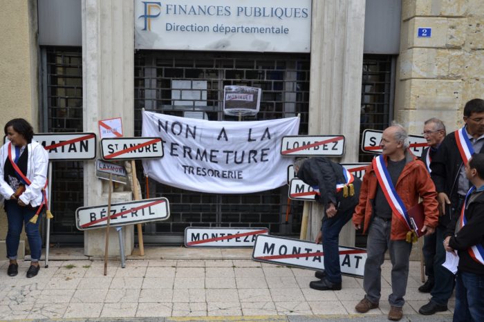 Manifestation contre la fermeture de la perception de Lombez, le 11 septembre à Auch