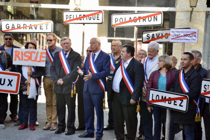 Manifestation du 27 septembre 2017 à Auch - Les élus du Savès ont participé en nombre à la manifestation pour le maintien des perceptions de Lombez et de quatre autres communes.
