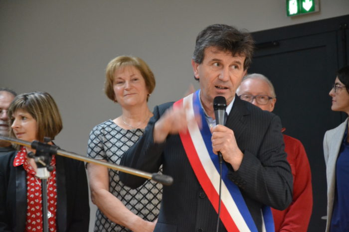 Inauguration salle polyvalente de Pompiac - février 2018 - Bernard Daubert et une partie de son conseil municipal
