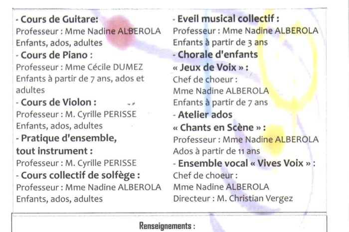 Cours de musique ecole des arts de Tournan