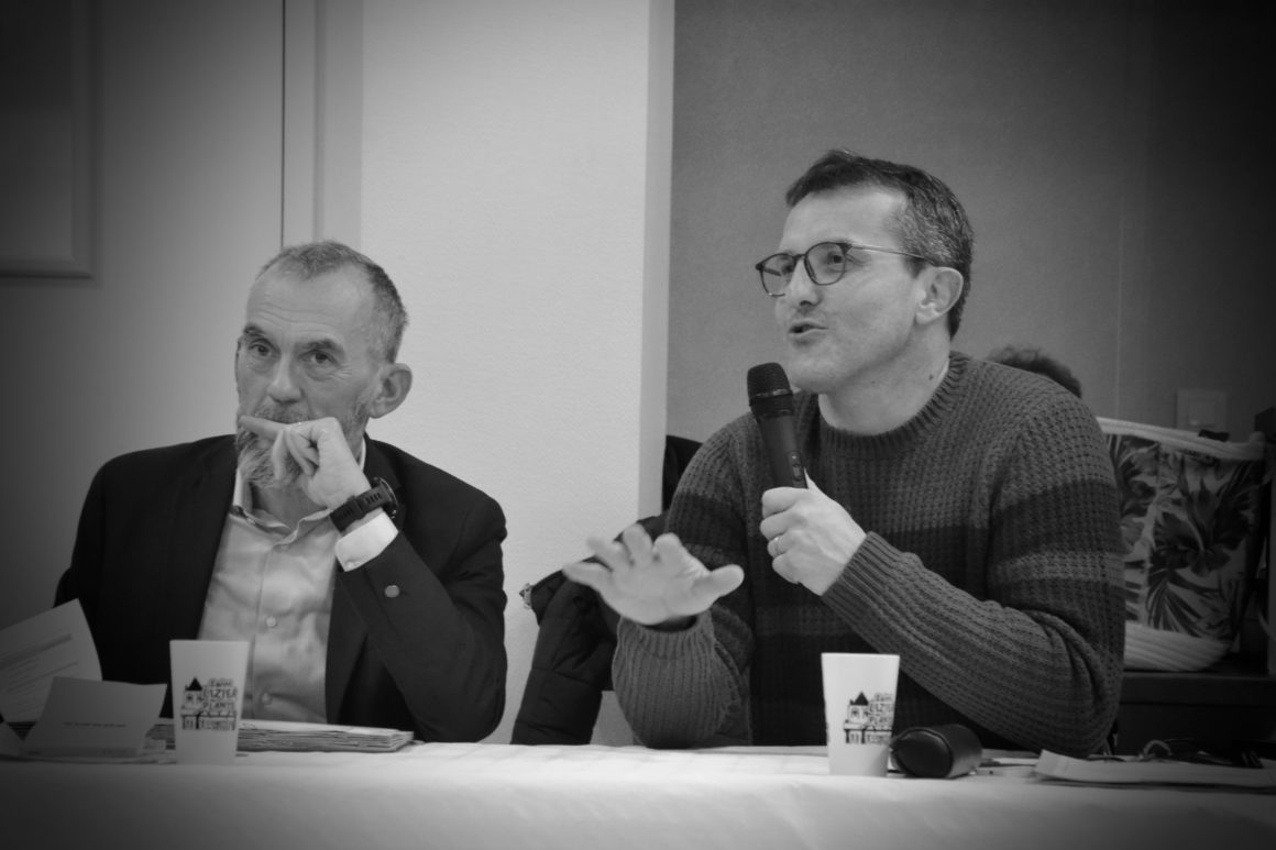 Hervé Lefebvre, président de la communauté de communes, et Fabrice Rançon, directeur d'Alliance abattoir Auch